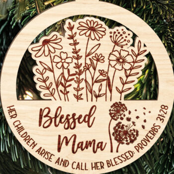 Intra απο ξύλο plywood 3mm-4mm πάχος Blessed Mama Ornament Δίασταση 3x3 cm INTRAFABR-123190025 - Image 1