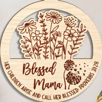 Intra απο ξύλο plywood 3mm-4mm πάχος Blessed Mama Ornament Δίασταση 3x3 cm INTRAFABR-123190025 - Image 2