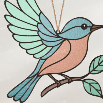 Intra απο ξύλο plywood 3mm-4mm πάχος Bluebird στο Branch Suncatcher Δίασταση 30x20 cm INTRAFABR-125248410 - Image 1