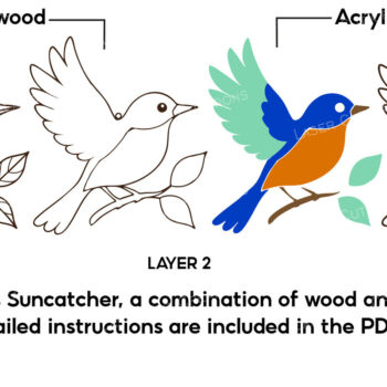 Intra απο ξύλο plywood 3mm-4mm πάχος Bluebird στο Branch Suncatcher Δίασταση 30x20 cm INTRAFABR-125248410 - Image 2