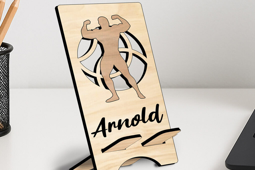 Intra απο ξύλο plywood 3mm-4mm πάχος Bodybuilder Guru Θήκη τηλεφώνου  Δίασταση 15x15 cm INTRAFABR-123265576 - Image 1