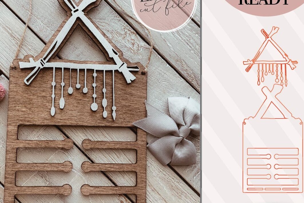 Intra απο ξύλο plywood 3mm-4mm πάχος Boho Bow Holder Δίασταση 30x20 cm INTRAFABR-74743212 - Image 1
