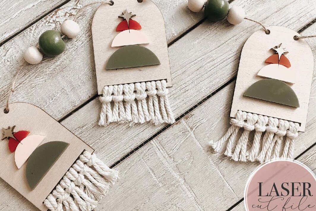 Intra απο ξύλο plywood 3mm-4mm πάχος Boho Χριστουγεννιάτικο Δέντρο Γιρλάντα Δίασταση 15x15 cm INTRAFABR-72642543