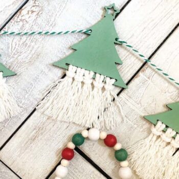 Intra απο ξύλο plywood 3mm-4mm πάχος Boho Χριστουγεννιάτικο Δέντρο Γιρλάντα Δίασταση 15x15 cm INTRAFABR-72642206 - Image 1