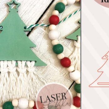 Intra απο ξύλο plywood 3mm-4mm πάχος Boho Χριστουγεννιάτικο Δέντρο Γιρλάντα Δίασταση 15x15 cm INTRAFABR-72642206 - Image 4