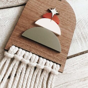 Intra απο ξύλο plywood 3mm-4mm πάχος Boho Χριστουγεννιάτικο Δέντρο Macrame Δίασταση 15x15 cm INTRAFABR-74748344 - Image 5