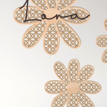 Intra απο ξύλο plywood 3mm-4mm πάχος κοπής με λέιζερ Boho Daisys Δίασταση 30x20 cm INTRAFABR-35353771 - Image 2