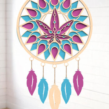 Intra απο ξύλο plywood 3mm-4mm πάχος κοπής με λέιζερ Boho Dreamcatcher Δίασταση 8x8 cm INTRAFABR-121402610 - Image 4