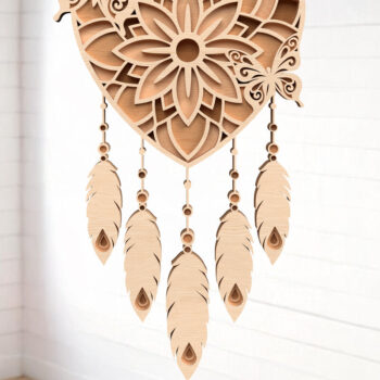 Intra απο ξύλο plywood 3mm-4mm πάχος κοπής με λέιζερ Boho Dreamcatcher Δίασταση 8x8 cm INTRAFABR-121402610 - Image 6