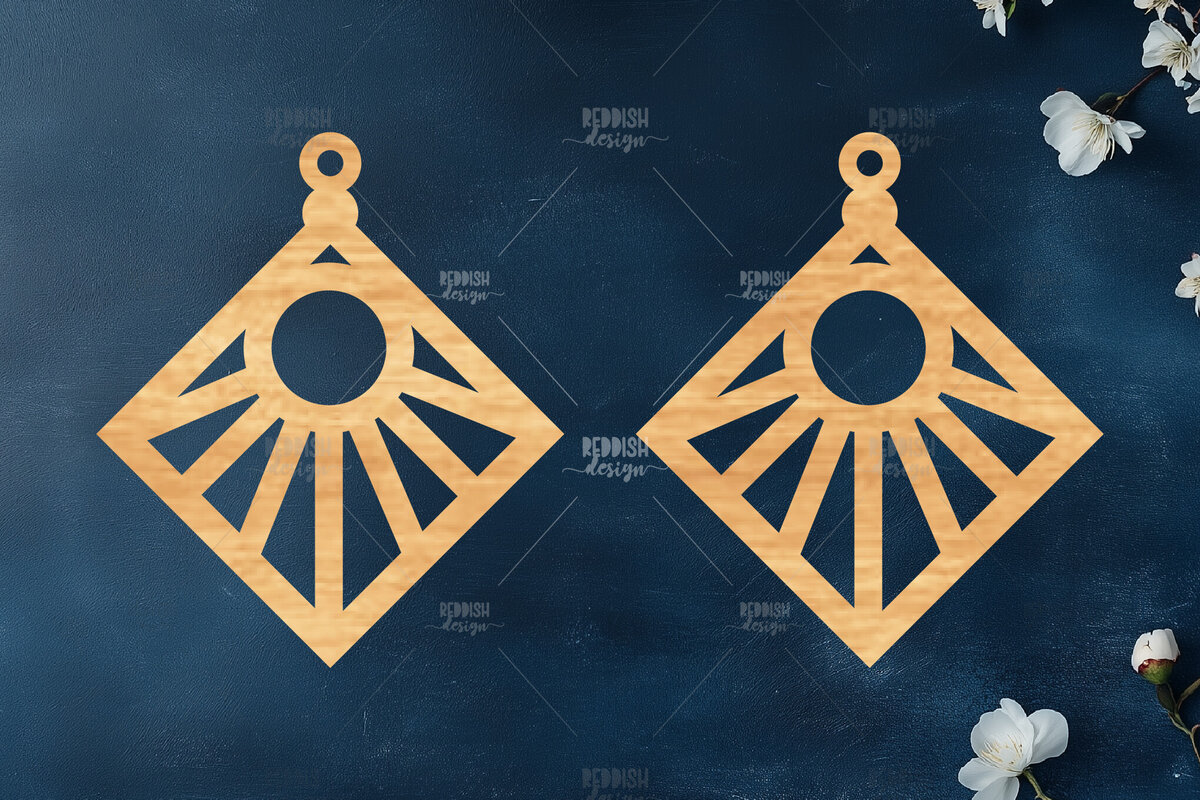 Intra απο ξύλο plywood 3mm-4mm πάχος Σκουλαρίκια Boho Δίασταση 3x3 cm INTRAFABR-119113257