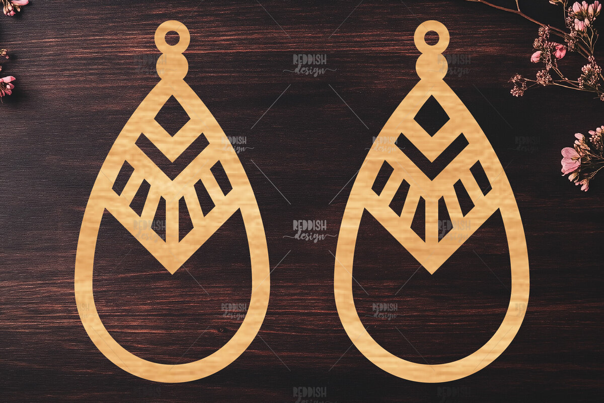 Intra απο ξύλο plywood 3mm-4mm πάχος Σκουλαρίκια Boho Δίασταση 3x3 cm INTRAFABR-119113374