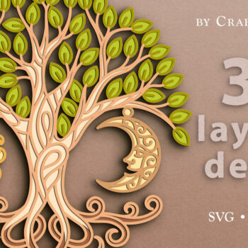 Intra απο ξύλο plywood 3mm-4mm πάχος περικοπής με 3D Layered Boho Family Tree Δίασταση 7x7 cm INTRAFABR-62766656 - Image 2
