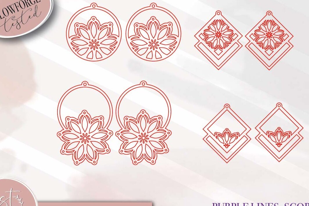 Intra απο ξύλο plywood 3mm-4mm πάχος Boho Floral Σκουλαρίκια  Δίασταση 3x3 cm INTRAFABR-71701331 - Image 2