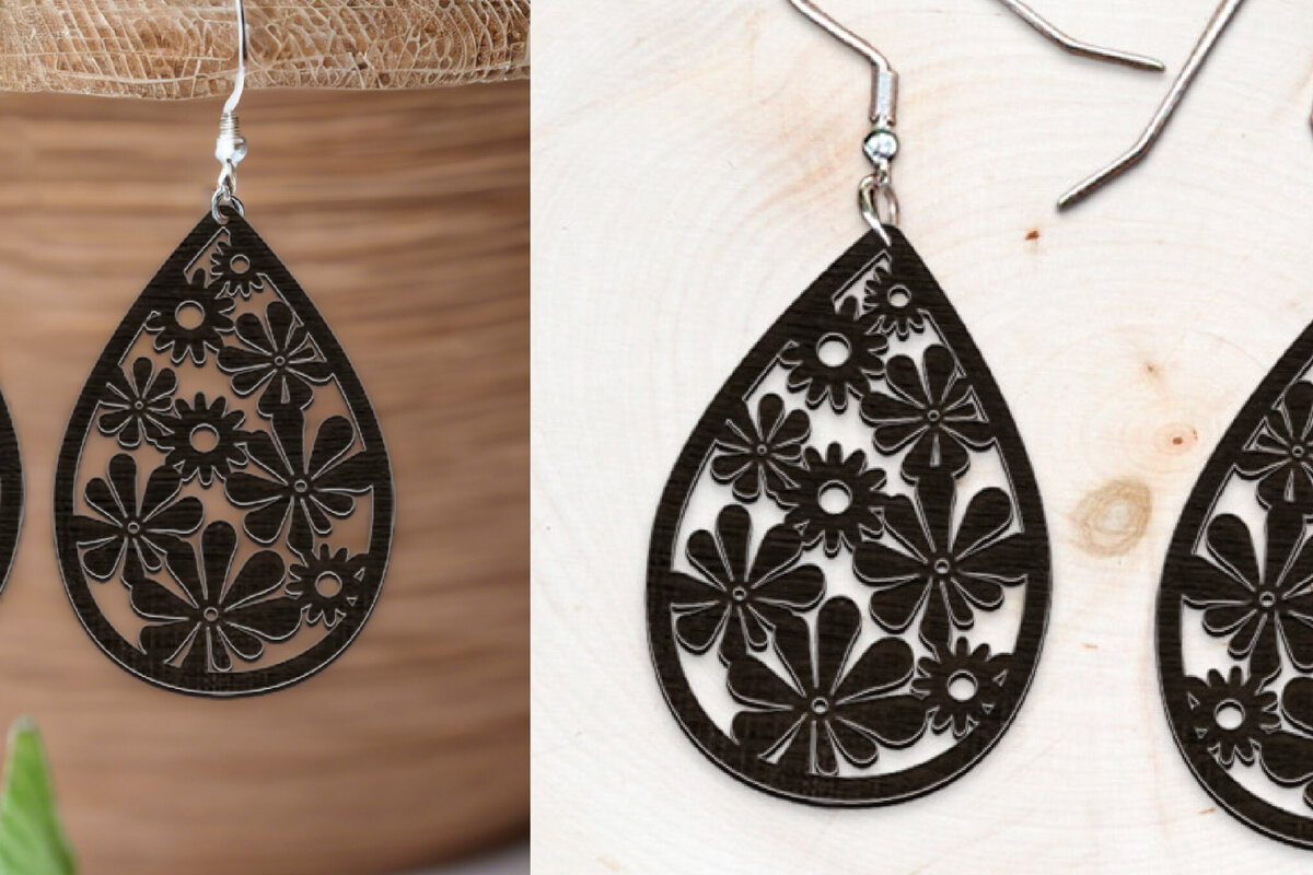 Intra απο ξύλο plywood 3mm-4mm πάχος Σκουλαρίκια Boho Flower Cut . Δίασταση 4x4 cm INTRAFABR-116614462 - Image 1