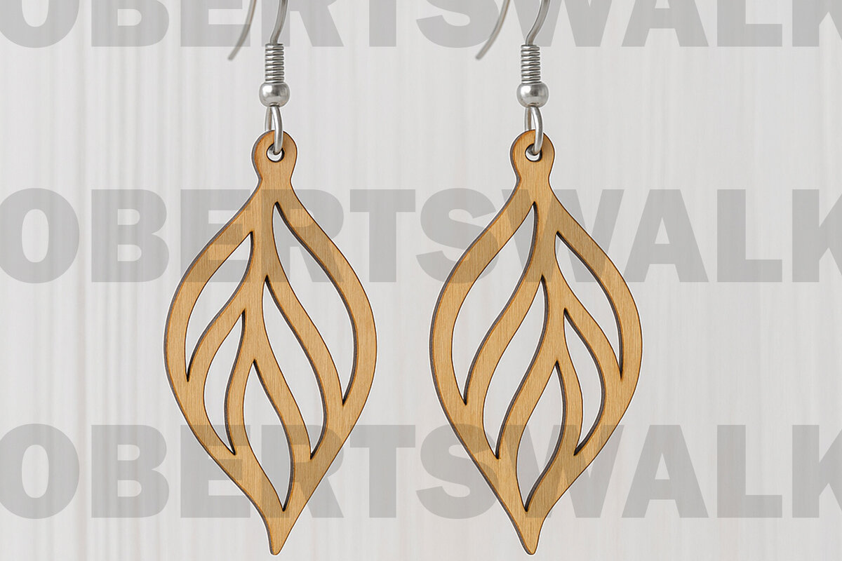 Intra απο ξύλο plywood 3mm-4mm πάχος Σκουλαρίκι με φύλλα Boho Δίασταση 6x6 cm INTRAFABR-123812938