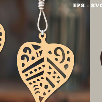 Intra απο ξύλο plywood 3mm-4mm πάχος Στολίδι Boho Leaves Cut  3 Δίασταση 8x8 cm INTRAFABR-112014239 - Image 1