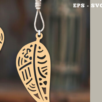 Intra απο ξύλο plywood 3mm-4mm πάχος Στολίδι Boho Leaves Cut  5 Δίασταση 8x8 cm INTRAFABR-112014303 - Image 1