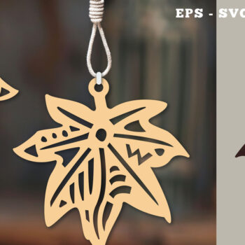 Intra απο ξύλο plywood 3mm-4mm πάχος Στολίδι Boho Leaves Cut  6 Δίασταση 8x8 cm INTRAFABR-112014327 - Image 1