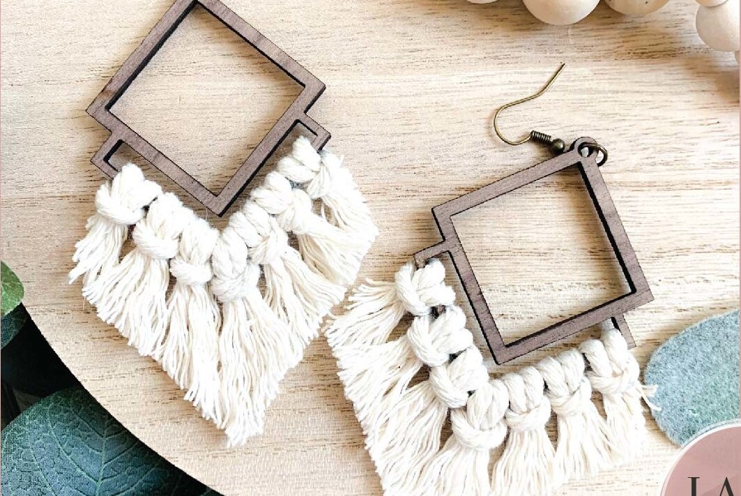 Intra απο ξύλο plywood 3mm-4mm πάχος Σκουλαρίκια λέιζερ Boho Macrame Δίασταση 3x3 cm INTRAFABR-73357744 - Image 1