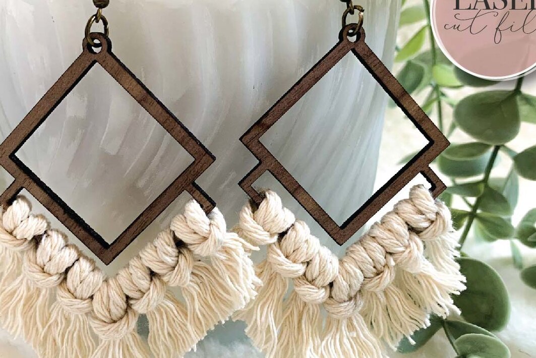 Intra απο ξύλο plywood 3mm-4mm πάχος Σκουλαρίκια λέιζερ Boho Macrame Δίασταση 3x3 cm INTRAFABR-73357744 - Image 4