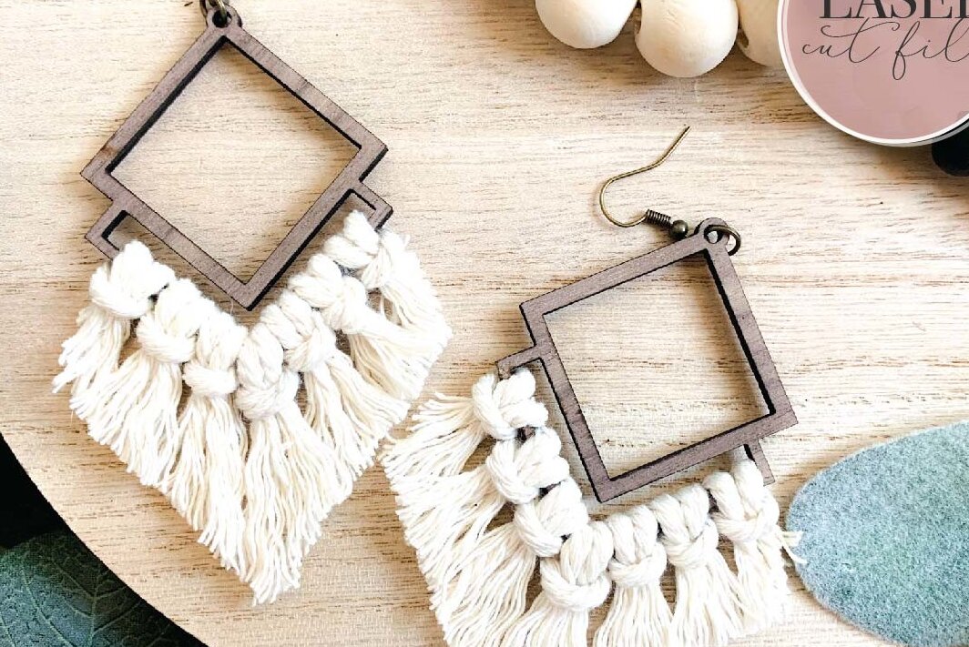 Intra απο ξύλο plywood 3mm-4mm πάχος Σκουλαρίκια λέιζερ Boho Macrame Δίασταση 3x3 cm INTRAFABR-73357744 - Image 5