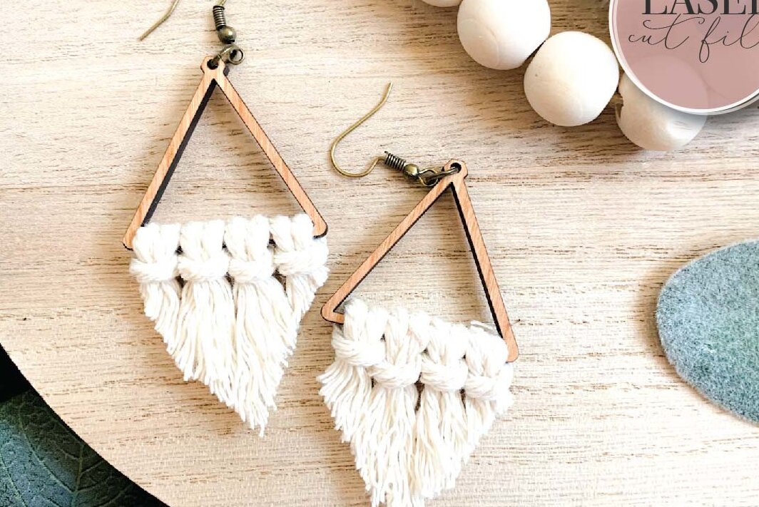 Intra απο ξύλο plywood 3mm-4mm πάχος Σκουλαρίκια λέιζερ Boho Macrame Δίασταση 3x3 cm INTRAFABR-74258989 - Image 1