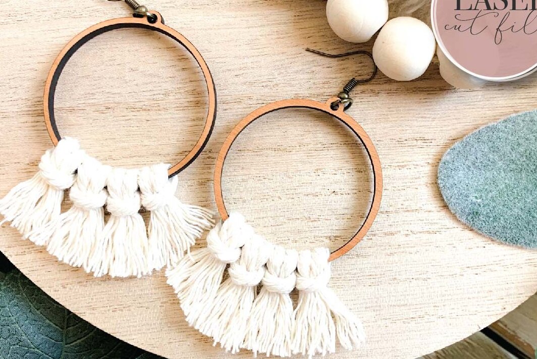 Intra απο ξύλο plywood 3mm-4mm πάχος Σκουλαρίκια λέιζερ Boho Macrame Δίασταση 3x3 cm INTRAFABR-73352158 - Image 1