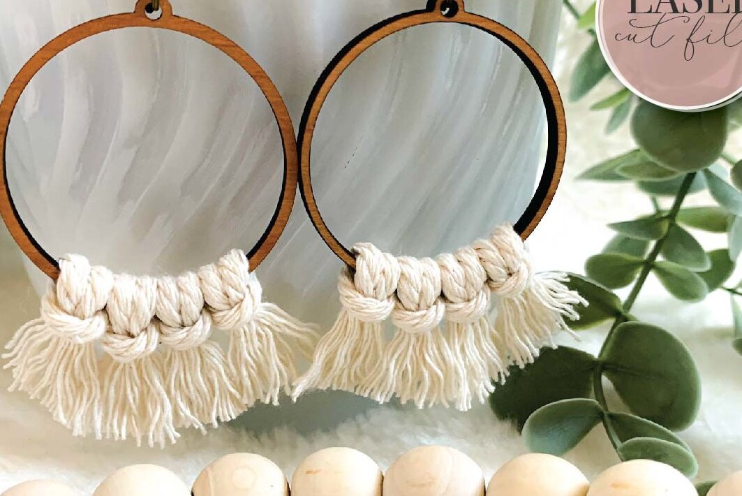 Intra απο ξύλο plywood 3mm-4mm πάχος Σκουλαρίκια λέιζερ Boho Macrame Δίασταση 3x3 cm INTRAFABR-73352158 - Image 2