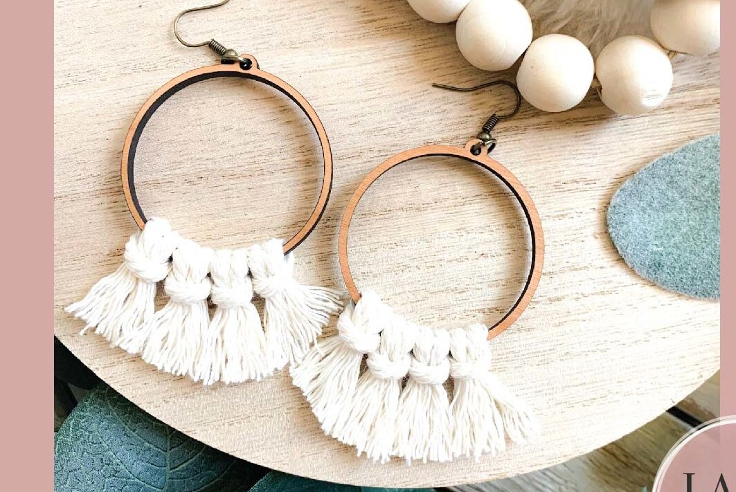 Intra απο ξύλο plywood 3mm-4mm πάχος Σκουλαρίκια λέιζερ Boho Macrame Δίασταση 3x3 cm INTRAFABR-73352158 - Image 3