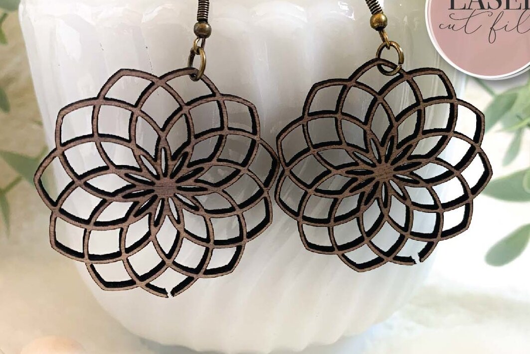Intra απο ξύλο plywood 3mm-4mm πάχος Σκουλαρίκια λέιζερ Boho Mandala Δίασταση 3x3 cm INTRAFABR-73680691 - Image 4