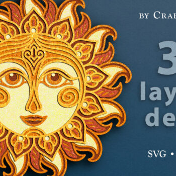 Intra απο ξύλο plywood 3mm-4mm πάχος περικοπής Boho Mandala Sun 3D Layered Δίασταση 7x7 cm INTRAFABR-62388401 - Image 1