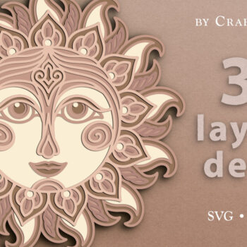 Intra απο ξύλο plywood 3mm-4mm πάχος περικοπής Boho Mandala Sun 3D Layered Δίασταση 7x7 cm INTRAFABR-62388401 - Image 2