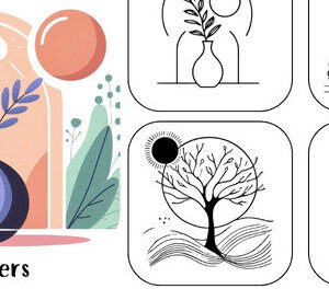 Intra απο ξύλο plywood 3mm-4mm πάχος Boho Minimalist Coloring Art Δίασταση 8x8 cm INTRAFABR-110020690