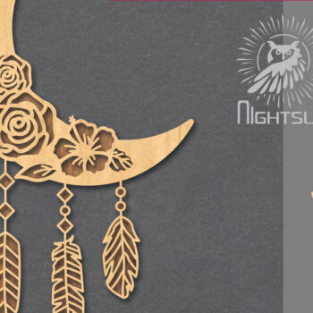 Intra απο ξύλο plywood 3mm-4mm πάχος Boho Moon Decoration 1 Δίασταση 15x15 cm INTRAFABR-121843736 - Image 1