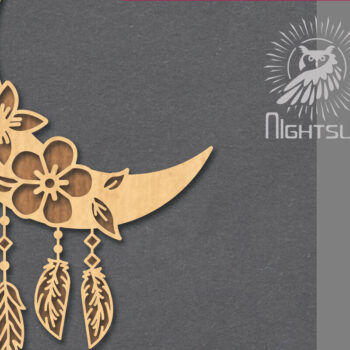 Intra απο ξύλο plywood 3mm-4mm πάχος Boho Moon Decoration 2 Δίασταση 15x15 cm INTRAFABR-121843833 - Image 1