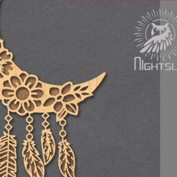 Intra απο ξύλο plywood 3mm-4mm πάχος Boho Moon Decoration 3 Δίασταση 15x15 cm INTRAFABR-121843864 - Image 1