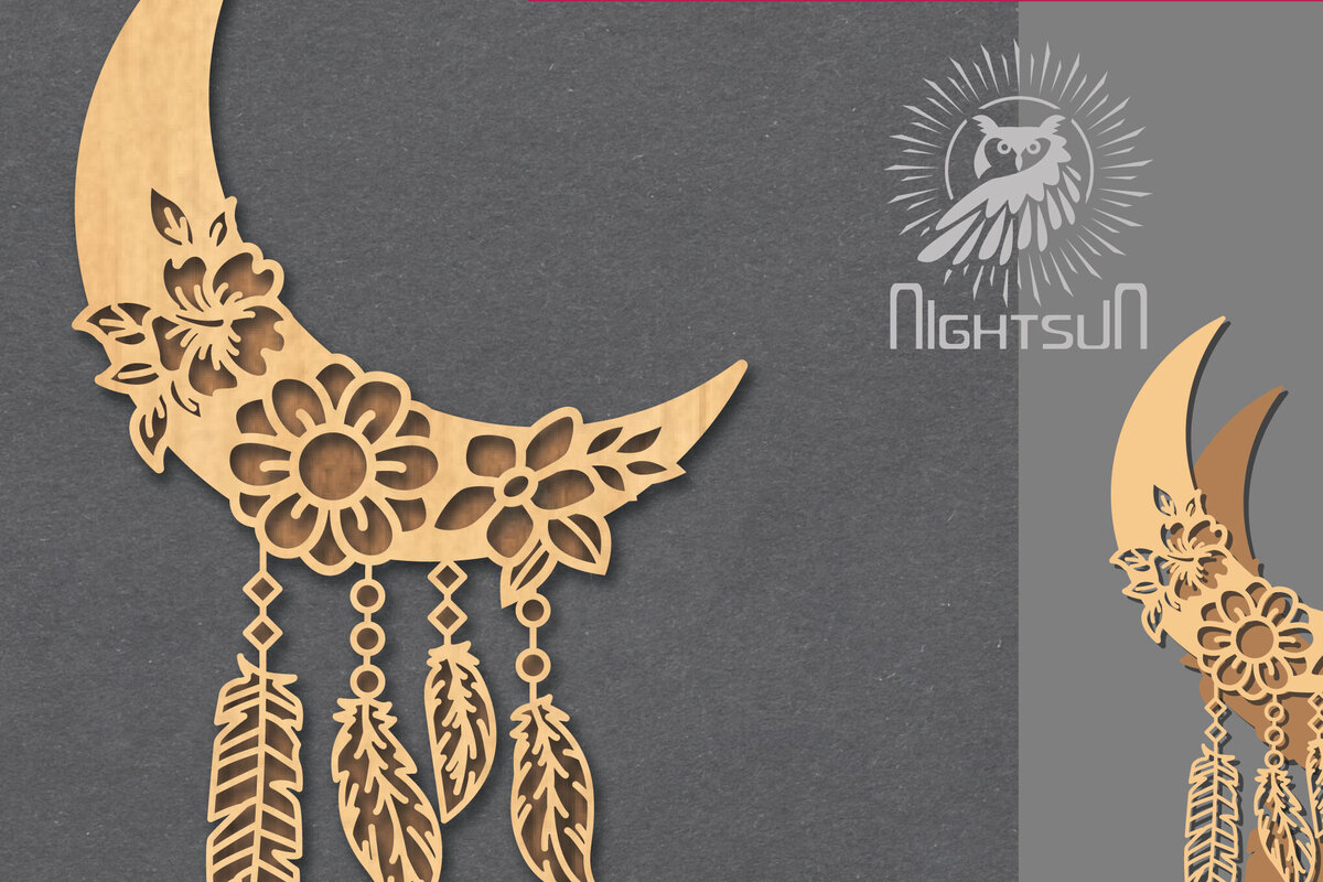 Intra απο ξύλο plywood 3mm-4mm πάχος Boho Moon Decoration 3 Δίασταση 15x15 cm INTRAFABR-121843864