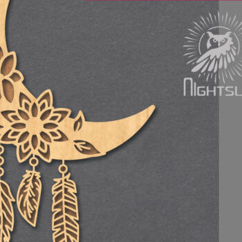 Intra απο ξύλο plywood 3mm-4mm πάχος Boho Moon Decoration 4 Δίασταση 15x15 cm INTRAFABR-121843916 - Image 1