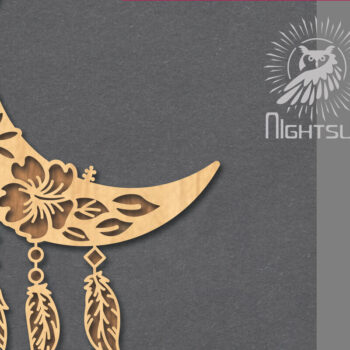 Intra απο ξύλο plywood 3mm-4mm πάχος Boho Moon Decoration 5 Δίασταση 15x15 cm INTRAFABR-121843971 - Image 1