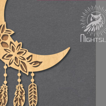 Intra απο ξύλο plywood 3mm-4mm πάχος Boho Moon Decoration 6 Δίασταση 15x15 cm INTRAFABR-121844029 - Image 1