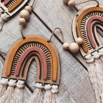 Intra απο ξύλο plywood 3mm-4mm πάχος Boho Rainbow Garland Δίασταση 4x4 cm INTRAFABR-72644645 - Image 1