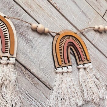 Intra απο ξύλο plywood 3mm-4mm πάχος Boho Rainbow Garland Δίασταση 4x4 cm INTRAFABR-72644645 - Image 5