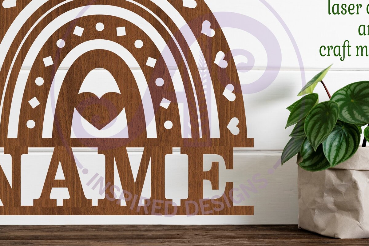 Intra απο ξύλο plywood 3mm-4mm πάχος Boho Rainbow Theme Sign  Δίασταση 6x6 cm INTRAFABR-96099230 - Image 1