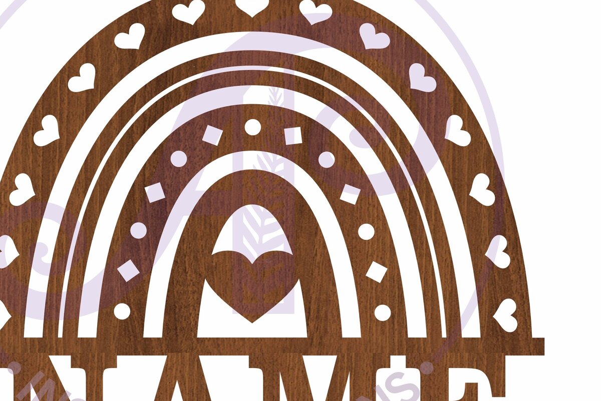 Intra απο ξύλο plywood 3mm-4mm πάχος Boho Rainbow Theme Sign  Δίασταση 6x6 cm INTRAFABR-96099230 - Image 3