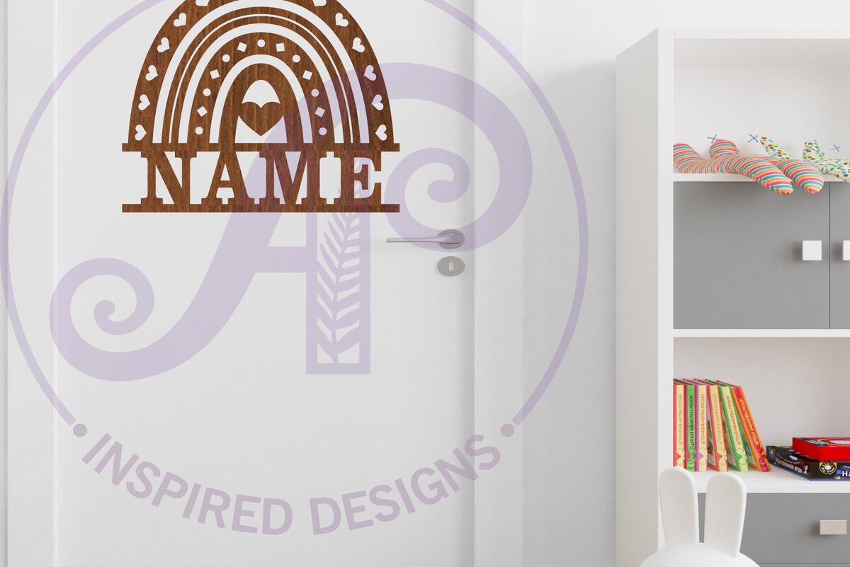 Intra απο ξύλο plywood 3mm-4mm πάχος Boho Rainbow Theme Sign  Δίασταση 6x6 cm INTRAFABR-96099230 - Image 4