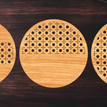 Intra απο ξύλο plywood 3mm-4mm πάχος Boho Rattan Round Sign Δίασταση 30x20 cm INTRAFABR-123095131 - Image 1