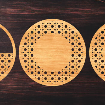 Intra απο ξύλο plywood 3mm-4mm πάχος Boho Rattan Round Sign Δίασταση 30x20 cm INTRAFABR-123095054 - Image 1