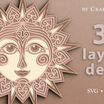 Intra απο ξύλο plywood 3mm-4mm πάχος περικοπής με 3D επίπεδα Boho Sun Δίασταση 30x20 cm INTRAFABR-18561020 - Image 2