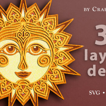 Intra απο ξύλο plywood 3mm-4mm πάχος περικοπής με 3D επίπεδα Boho Sun Δίασταση 30x20 cm INTRAFABR-18561020 - Image 1