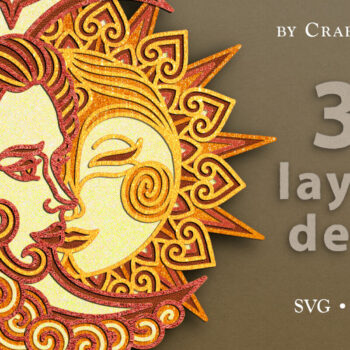 Intra απο ξύλο plywood 3mm-4mm πάχος αποκοπής 3D Layered Boho Sun & Moon Δίασταση 7x7 cm INTRAFABR-62388515 - Image 1